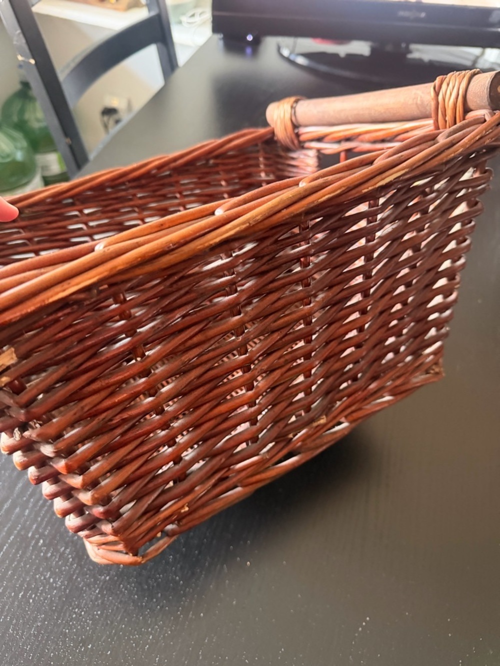 Woven Rectangular Picnic Basket - Brown